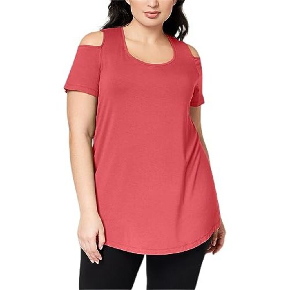 JM Collection Plus Size Cold-Shoulder Top - Picture 2 of 4